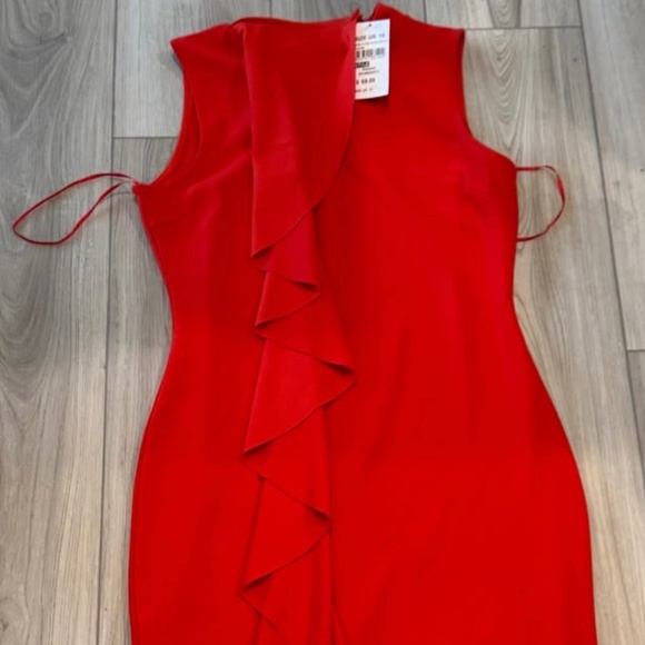 Womens Orange High Neck Ruffle Dress UK 14 - Picture 1 of 2